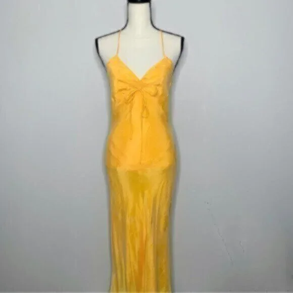 NWT Zara Tangerine Satin Effect Ruched Detail Slip Midi Dress - Picture 5 of 11